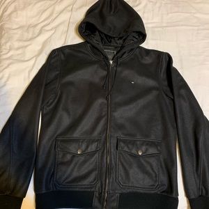 Obey Leather Jacket Hoodie